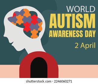 ilustración vectorial gráfica de rompecabezas en el cerebro humano, perfecto para el día internacional, día mundial de concientización del autismo, celebración, tarjeta de saludo, etc.