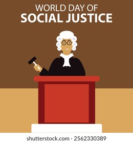 illustration vector graphic of a judge is holding a gavel on the table, perfect for international day, world day of social justice, celebrate, greeting card, etc.