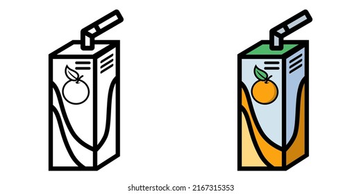 Illustration Vector Graphic of juice box, orange juice, fruit drink icon
