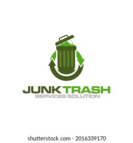 Illustration vector graphic of junk removal solution services logo design template