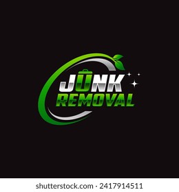 Illustration vector graphic of junk removal solution services logo design template	
