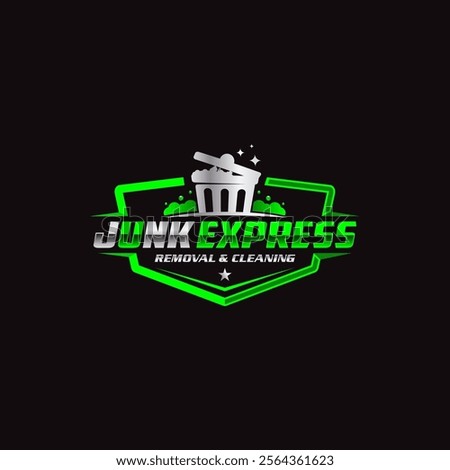 Illustration vector graphic of junk removal solution services logo design template	
