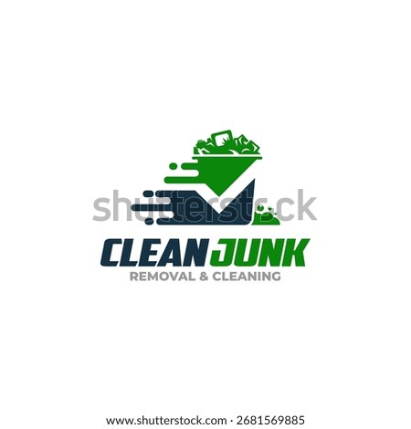 Illustration vector graphic of junk removal solution logo design template	
