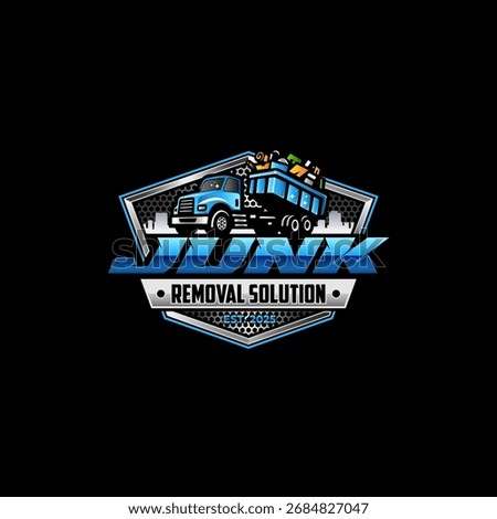 Illustration vector graphic of junk removal solution logo design template	
