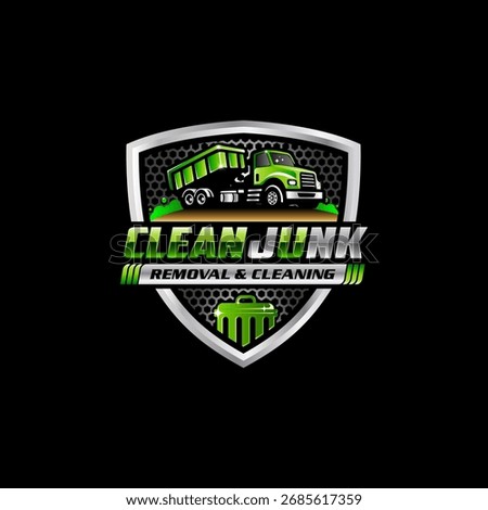 Illustration vector graphic of junk removal solution logo design template	
