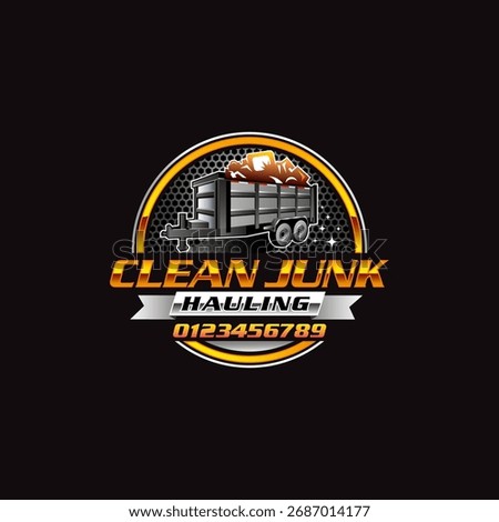 Illustration vector graphic of junk removal solution logo design template	
