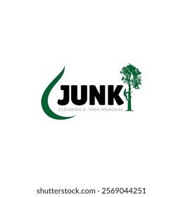 Illustration vector graphic of junk and tree removal solution services logo design template	
