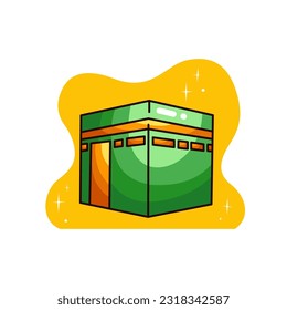 Illustration vector graphic of the Ka'bah. Ka'bah minimalist style is isolated on white background. The illustration is suitable for web landing pages, stickers, etc.