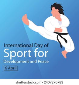 ilustración vectorial de un atleta de karate está pateando hacia arriba, perfecto para el día internacional, deporte, desarrollo y paz, celebración, tarjeta de saludo, etc.