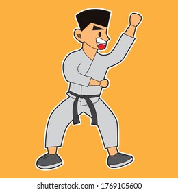 illustration vector graphic of karate parry movement. suitable for game characters, karate guidebook, children book, drawing book, t-shirt, mascot, etc