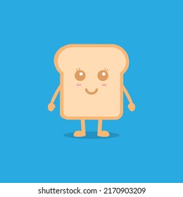 Illustration vector graphic of kawaii bread mascot cartoon character in doodle art.
