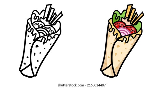 Illustration Vector Graphic Of Kebab Durum, Falafel Turkish Food, Food Wrap Icon