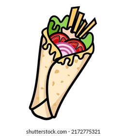 Illustration Vector Graphic Of Kebab Durum, Falafel Turkish Food, Food Wrap Icon