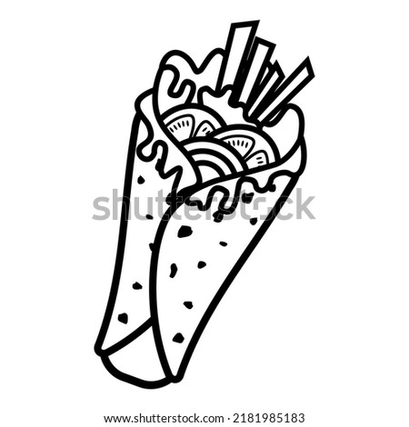 Illustration Vector Graphic of kebab durum, falafel turkish food, food wrap icon