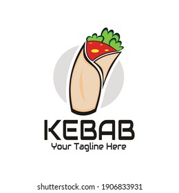 illustration vector graphic of kebab logo containing minced meat and vegetables, perfect for food, fastfood, cafe, restaurant, cafetaria, etc.