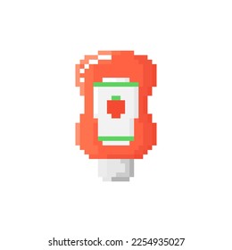 Illustration vector graphic of ketchup in pixel art style