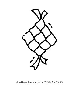 Illustration vector graphic of the Ketupat. Ketupat line art style is isolated on a white background. The illustration is suitable for web landing page banners, flyers, stickers, cards, etc.