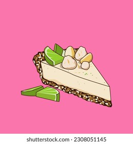 gráfico vectorial ilustrativo del pastel de cal clave, adecuado para ilustraciones de menú de alimentos, pinturas de cocina, dibujos para niños, tapicería, etc.