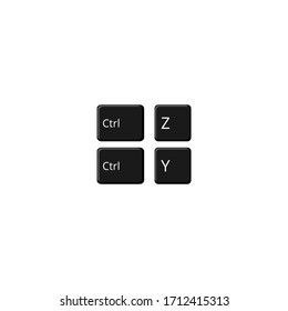Gráfico vectorial de ilustración de acceso directo de tecla para deshacer una acción (Ctrl + Z) y Rehacer una acción (Ctrl + Y) Métodos abreviados de teclado en portátil y equipo