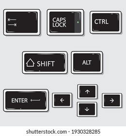 Illustration vector graphic of keyboard keys with flat style design