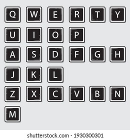 Illustration vector graphic of keyboard letters, from A to Z, flat design keyboard letters