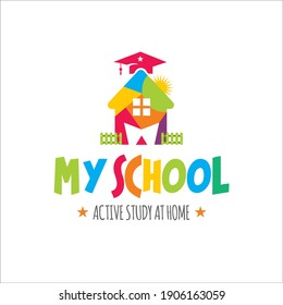 Illustration vector graphic of Kids school elementary colour full logo design