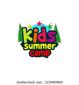 Illustration vector graphic of kids summer camp colour full logo design template