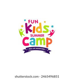 Illustration vector graphic of kids summer camp colour full logo design template

