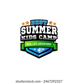 Illustration vector graphic of kids summer camp colour full logo design template

