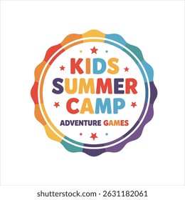 Illustration vector graphic of kids summer camp colour full logo design template 
