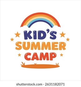 Illustration vector graphic of kids summer camp colour full logo design template 
