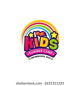 Illustration vector graphic of kids summer camp logo design template

