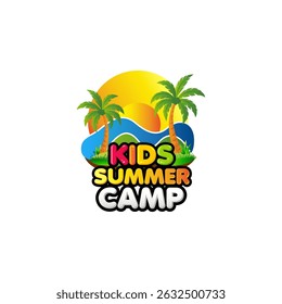 Illustration vector graphic of kids summer camp logo design template

