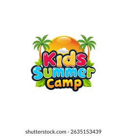 Illustration vector graphic of kids summer camp logo design template

