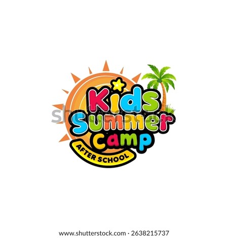 Illustration vector graphic of kids summer camp logo design template

