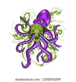 Illustration vector graphic of Killer octopus 