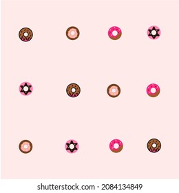 illustration vector graphic of kinds of donuts. it is perfect to use for food background product such as snack product etc. 