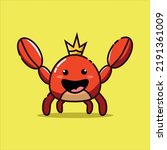 illustration vector graphic of king crab  raised his claws and his  smiled widely. perfect for children