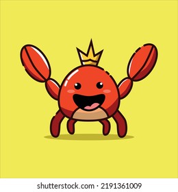 illustration vector graphic of king crab  raised his claws and his  smiled widely. perfect for children's books, icons, logos, etc.