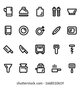 illustration vector graphic of Kitchen icon sets,  fit for background, website, pattern, shop  etc. editable stroke