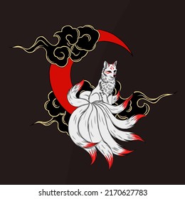 illustration vector graphic of kitsune animal perfect for wallpaper and poster