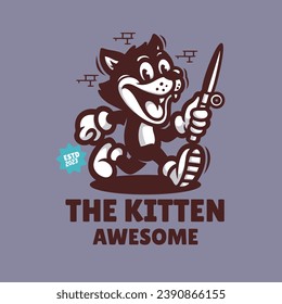 Illustration vector graphic of The Kitten, good for logo design