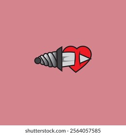 illustration vector graphic of knife stabs the heart