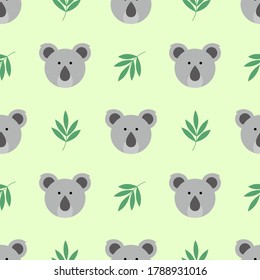 gráfico vectorial ilustrativo de koala patrón sin soldadura con diseño de hojas de bambú