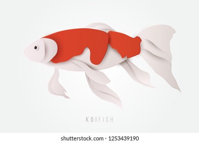 Illustration vector graphic of koi fish in paper cut style. Good for animal lovers digital asset.