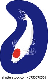 Illustration vector Graphic of koi fish, Tancho Kohaku