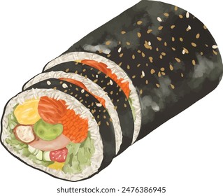 illustration vector graphic of korean food named gimbap. perfect for culinary poster design