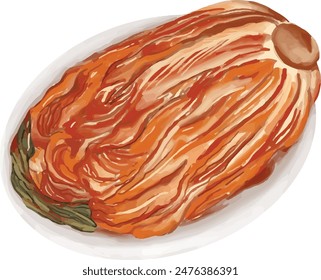 Illustration vector graphic of korean traditional food named kimchi. perfect for culinary poster design