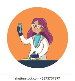 Illustration vector graphic of 
laboratory researcher, researching  formulas. Best for alchemist logo, analysis design logo, etc.