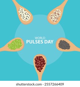 illustration vector graphic of ladle filled with various kinds of nuts, perfect for international day, world pulses day, celebrate, greeting card, etc.